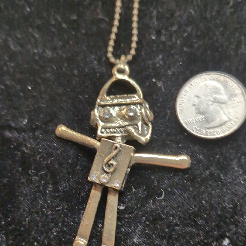3" Articulated Metal Robot Pendant on 24" Sweater Chain